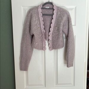 Lavender Cropped Cardigan Sweater
